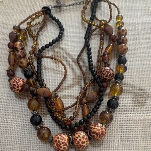 Leopard Beaded Multi-Strand Necklace